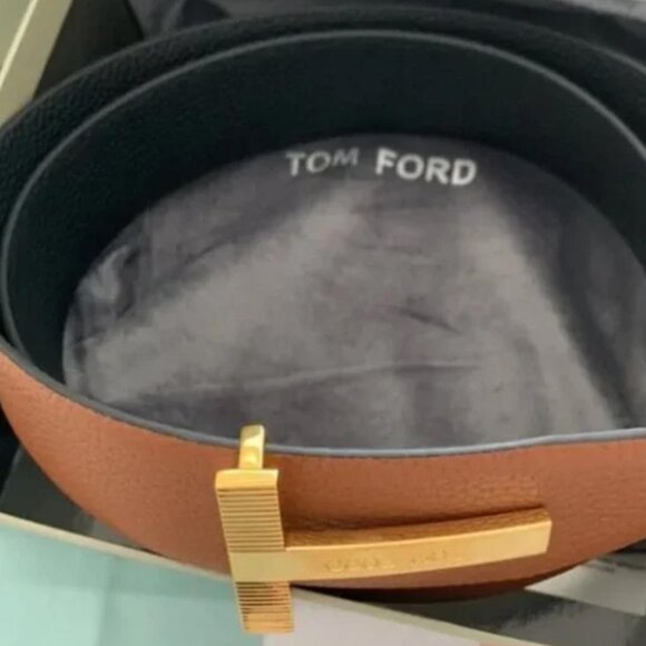 Tom Ford Brown Leather Belt - 90cm with Gold Buckle & Original Box - Picture 4 of 4